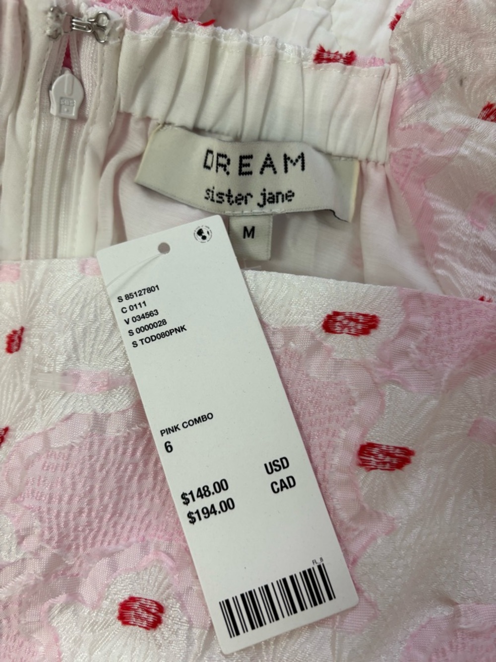 UrbanOutfitters DREAM sister Jane Venus Pink Puff-Sleeve  Jacquard Blouse - Picture 7 of 11